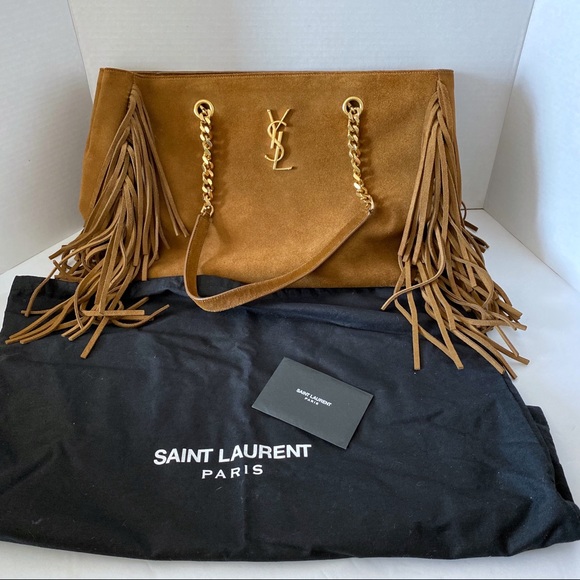 Saint Laurent fringe suede tote bag - Picture 3 of 12